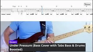 Thumbnail: Queen - Under Pressure (Bass Cover with Tabs Bass and Drums Boosted)