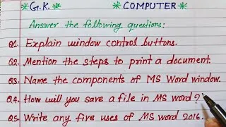Thumbnail: how to save a file in ms word | explain window control buttons/mention the steps to print a document