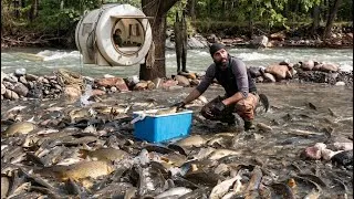 Thumbnail: I built a shelter in nature and went fishing.
