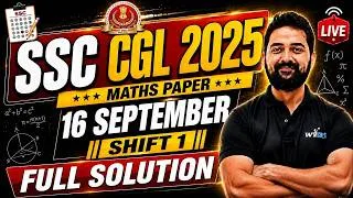 Thumbnail: SSC CGL 2025 Maths PYQ | 16 September Shift 1 | Full Solution & Short Tricks | Tier 1 Maths Analysis