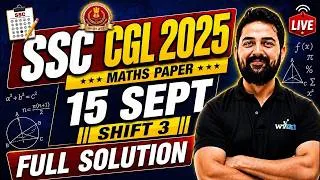 Thumbnail: SSC CGL 2025 Maths PYQ | 15 September Shift 3 | Full Solution + Short Tricks
