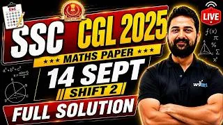 Thumbnail: SSC CGL 2025 Maths PYQ | 14 September Shift 2 | Full Solution + Short Tricks