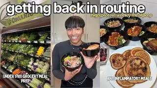 Thumbnail: get back into routine with me 🌱| high protein weekly meal prep on a budget