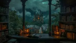 Thumbnail: Candlelit Library and Medieval Castle with Rain Sounds | Dark Academia Piano Music for Study & Read