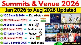 Thumbnail: Summits 2026 Current Affairs | Important Summits 2026 | Shikhar Sammelan 2026 | SSC CGL MTS GD NTPC