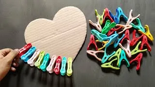 Thumbnail: Unique Wall Hanging Craft Idea | Best Out Of Waste Cardboard and Cloth Clips| Home Decoration Ideas 