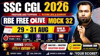 Thumbnail: SSC CGL 2026 Free Live Mock 32 🔥 | Cut Off Analysis + Maths Solutions | Shubham Sir