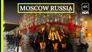 Thumbnail: ❄️ Snowfall in Moscow ✨ Russia Winter Evening ❤️ Christmas Walking Tour 4K HDR