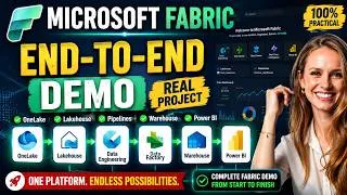 Thumbnail: Microsoft Fabric End-to-End Demo | OneLake, Lakehouse, Data Factory, Warehouse & Power BI | 2026