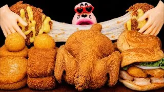 Thumbnail: ASMR WHOLE FRIED CHICKEN with SHRIMP BURGER & CHEESEBURGER 🍗🍔 MUKBANG