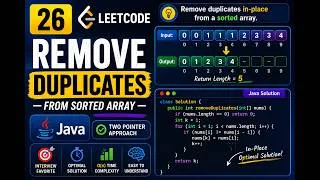 Thumbnail: 26 Remove Duplicates from Sorted Array leetcode java solution | java coding interview questions