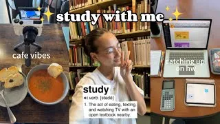 Thumbnail: STUDY WITH ME VLOG✨||📓 cafe ☕️ study session, library session, catching up on hw, productivity, etc