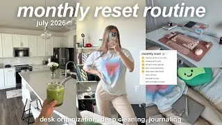 Thumbnail: JULY MONTHLY RESET | goal setting, desk organization, reflecting + deep cleaning