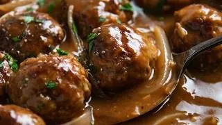 Thumbnail: Country Pork Meatballs with Onion Gravy