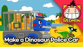 Thumbnail: Make a Dinosaur Police Car | Dino Vehicle Assembly | 4K cartoon | REDMON