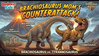 Thumbnail: Brachiosaurus Mom’s Counterattack! Brachiosaurus vs. Tyrannosaurus Dinosaur Battle