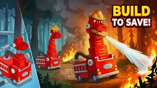 Thumbnail: Make a Dinosaur Fire Truck | Dino Vehicle Assembly | 4K cartoon | REDMON