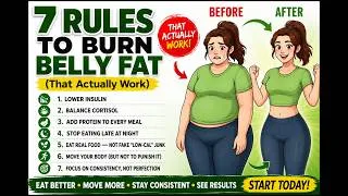 Thumbnail: 7 Simple Rules to Burn Belly Fat Naturally | Science-Backed Habits That Actually Work