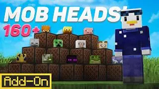 Thumbnail: Best FREE Mob Heads Addon for Minecraft Bedrock!! // 160+ Wearable Heads [MCPE/MCBE]