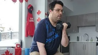 Thumbnail: Tuesday 2nd workout burpees resistance band training biceps triceps shoulders and chest Abs sit-ups 
