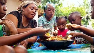 Thumbnail: Adel Turns 4! 🎂❤️ We Cooked Curry Rice, Fried Fish & Fresh Salad  Ghana Village Cooking