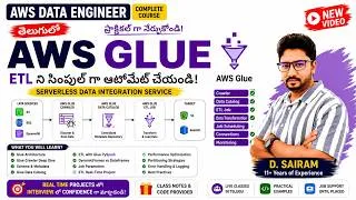 Thumbnail: AWS Glue in Telugu | Complete ETL Tutorial for AWS Data Engineers | Real-Time #dataengineering
