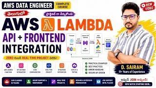 Thumbnail: AWS Lambda API + Frontend Integration in Telugu  AWS Data Engineers #dataengineering