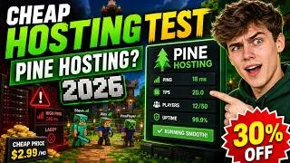 Thumbnail: I Tested Cheap Minecraft Server Hosting in 2026 | Is Pine Hosting Worth It? + 30% Off