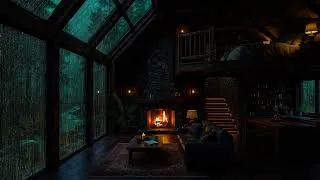 Thumbnail: The Perfect Sleep Atmosphere: Cozy Cabin, Roaring Fire & Heavy Rain 💤
