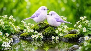 Thumbnail: 4K Gentle Rain and Forest Bird Sounds 🌧️ Calm Moments in Nature 🌿