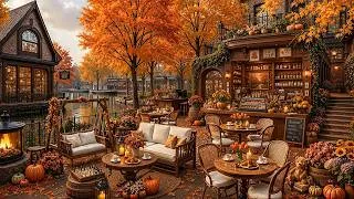 Thumbnail: Smooth Autumn Jazz Music to Relax 🍂 Cozy Fall Café Shop Ambience in Scene of Falling Autumn Leaves