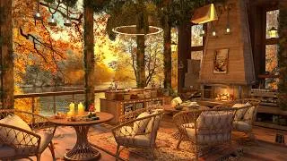 Thumbnail: 4K Beautiful Autumn Café Jazz ☕ Fireplace Glow with Soothing Jazz Piano for Study & Relaxation