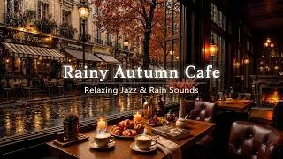 Thumbnail: Rainy Autumn Coffee Shop Ambience 🍂 Smooth Jazz, Warm Fireplace & Gentle Rain Sounds for Work, Study
