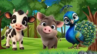 Thumbnail: Farm Animal Scenes: Cow, Pig, Boar, Peacock, Chickadee, Butterfly - Animal Moments