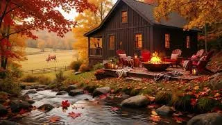 Thumbnail: 🐦 Birdsong & Crackling Fire | Cozy Cabin by the Stream for Deep Sleep & Stress Relief
