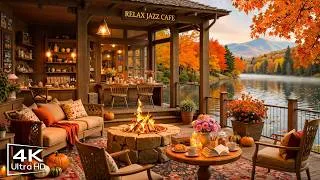 Thumbnail: Warm Jazz Instrumental Music & Autumn Porch Ambience 🍂 Jazz Relaxing Music with Crackling Fireplace