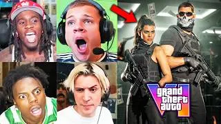 Thumbnail: STREAMERS REACT to GTA 6 Gameplay FULL NETFLIX Stream LIVE! (Ishowspeed, Kai Cenat, Jynxi, XQC)