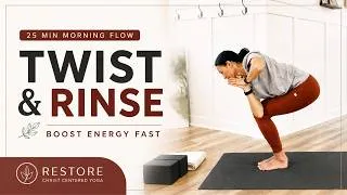 Thumbnail: 25 Min Morning Yoga Flow ☀️ Boost Energy Fast | Twist & Rinse | Christ-Centered Yoga