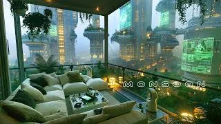 Thumbnail: Monsoon (feat. Focus Soundscapes) - Solarpunk Ambient Music for Cozy Stormy Days