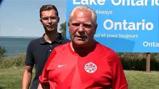 Thumbnail: Ontario premier unveils Lake Ontario sign amid naming dispute