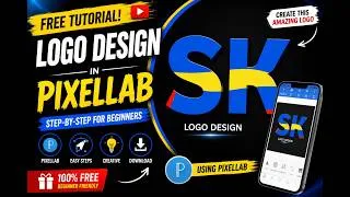 Thumbnail: **PixelLab Tutorial: How to Create an SK Negative Space Logo Design**