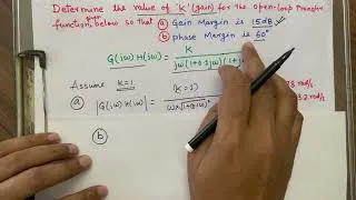 Thumbnail: Calculating gain(K) for given gain or phase margin using calculator only without bode plot