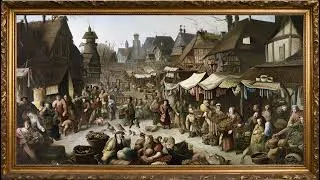 Thumbnail: Medieval Marketplace Art Screensaver 4K 🖼️ Realistic Village Ambience ✨ Gold Frame TV Art