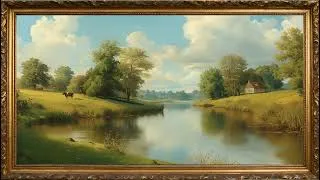 Thumbnail: Vintage Landscape Art Screensaver 4K 🖼️ Relaxing Countryside River Ambience ✨ Gold Frame TV Art