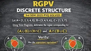 Thumbnail: RGPV 3rd Sem 2025| Let A={1,2,3,4,5}, B={3,4,5,6}, C={1,5,7}Verify (A ∪ B) ∩ (B ∩ C) and A ∩ (B ∪ C)