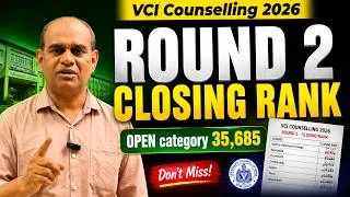 Thumbnail: VCI Counselling 2026 Round 2 | Tamil Nadu Closing Rank 2026 | Veterinary College Cutoff