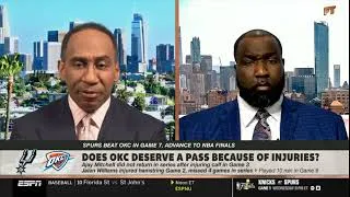Thumbnail: FIRST TAKE | Stephen A on Wemby, Spurs upset Thunder in Gm 7 to advance to NBA Finals against Knicks