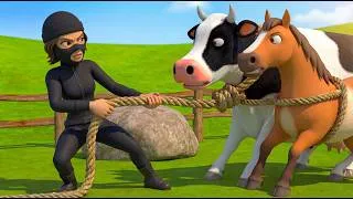 Thumbnail: Old MacDonald Farm Story 🐄🐎 | Thief Stole The Animals 😱 | Police Catches The Thief