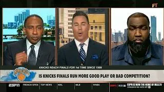 Thumbnail: FIRST TAKE | Stephen A. & Perk on if the Knicks' Finals run is more good play or bad competition