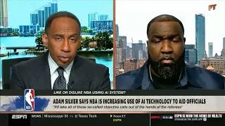 Thumbnail: FIRST TAKE | Stephen A. & Perk react to Adam Silver says NBA will use AI for out-of-bounds calls